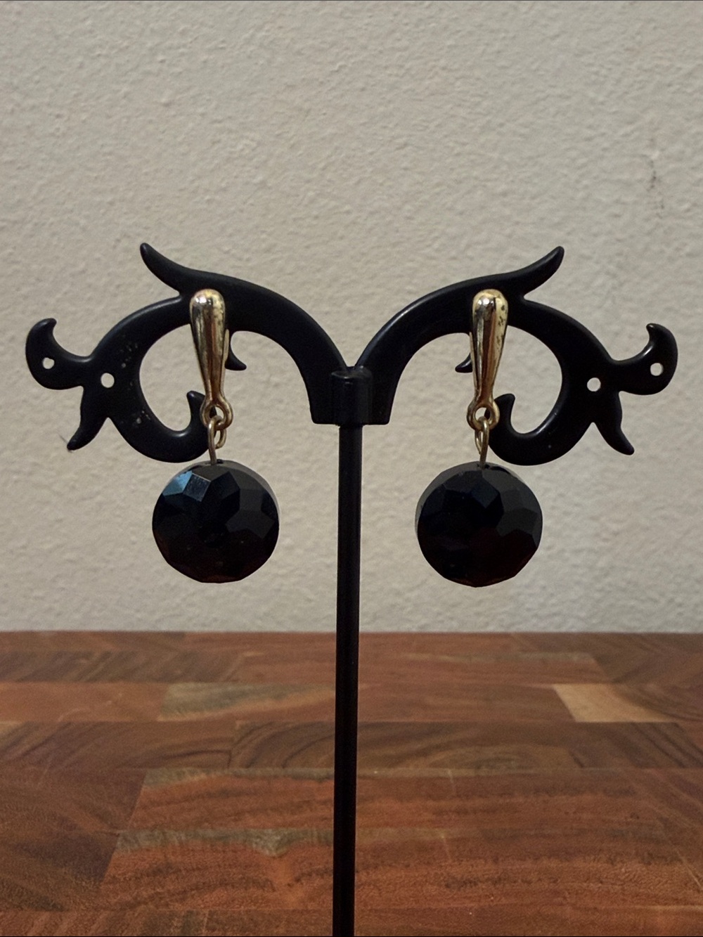 Kenneth Cole Classic Black Faceted Drop Earrings